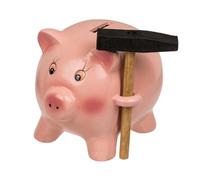 Out of the blue Ceramic Piggy Bank with Hammer, Pink, One Size