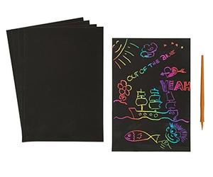 Out of the blue Colourful Scratch Paper, Approx. 21 x 14.5 cm, Pack of 5 with 1 Plastic Scratching Stick in polybag