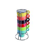 Out of the blue Espresso Cups, Ceramic, Multi-Colour, 7 Piece Set, 6 cups
