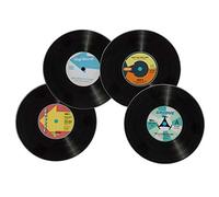 Out of the blue Glass Coasters Record, Black, ca. 10 cm