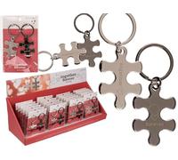 Out of the blue Metal Keyring Together Forever Set of 2 Interlocking Puzzle Pieces on Header Card 24 Pieces Display, silver, Standart