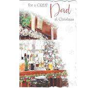 out of the blue Studios For a Great Dad at Christmas Greeting Card, Festive Pub Bar Scene Design