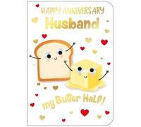 out of the blue Studios Happy Anniversary Husband Card, My Butter Half Funny Bread & Butter Design with Hearts