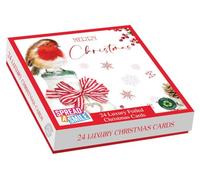 out of the blue Studios Luxury Foiled Christmas Cards, Robin Theme, 24 Assorted Designs, 2 Festive Styles