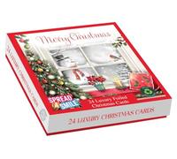 out of the blue Studios Luxury Foiled Christmas Cards, Snowman Window Scene, Box of 24 Assorted Designs