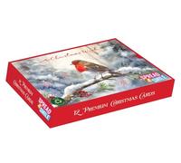 out of the blue Studios Premium Christmas Cards, Robin Winter Scene, with Envelopes, Spread a Smile, 12 Pack