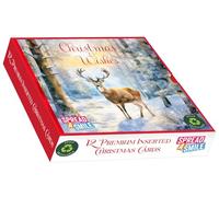out of the blue Studios Premium Square Christmas Cards, Stag Winter Forest Design, with Envelopes, 12 Pack