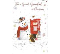 out of the blue Studios Special Grandad Christmas Greeting Card, Snowman & Postbox Design, with Envelope