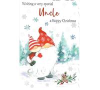 out of the blue Studios Uncle Christmas Card, Cute Gonk Gnome Winter Forest Design, Festive Greeting Card