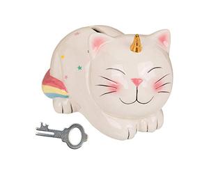 Out of the blue Unicorn Cat Money Box 17 cm with Ceramic Key