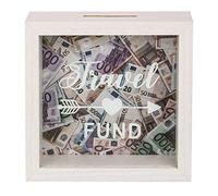 Out of the blue Wooden money box, travel cash, approx. 15 x 15 x 5 cm, white, Wood