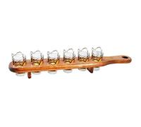 Out of the blue Wooden Shot Glass Holder, 40 ml Capacity, 6 Pieces with Wooden Slat