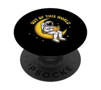 OUT OF THIS WORLD Astronaut On Moon Reading Spaceman PopSockets Adhesive PopGrip