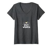 Out of This World: Cosmic UFO Adventure for Space Lovers V-Neck T-Shirt, Women, Dark Heather Grey, M