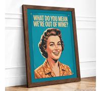 Out of Wine Retro Framed Wall Art Print A3 (42×29.7cm) Walnut, Wall Decor for Living Room, Bedroom, Office & Home, Ready to Hang, Art Gift