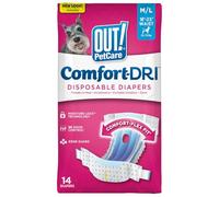 OUT! Pet Care Disposable Female Dog Diapers | Absorbent with Leak Proof Fit | M/L - 14 Pack