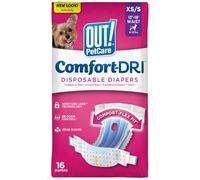 OUT! Pet Care Disposable Female Dog Diapers | Absorbent with Leak Proof Fit | XS/S - 16 Pack