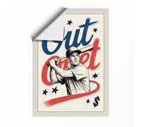 Out Set Baseball Vintage Unframed Wall Art Print A2 (59.4×42cm), Wall Decor for Living Room, Bedroom, Office & Home, Art Gift