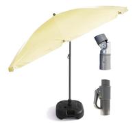 Out There! 2.4m Garden Parasol with Base Umbrella Sun Shade with Adjustable Height Tilt Function and UPF40+ Protection (Light Khaki)