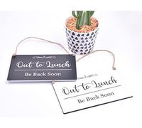 Out To Lunch - Be Back Soon, Door Window Sign, Lunch Break, Dinner Break, Notice, Shop, Office, (White)