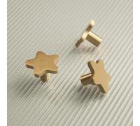 OUTAKU Decorative Brass Kitchen Cabinet Knobs Gold Star Drawer Dresser Pulls Furniture Cupboard Wardrobe Door Handles Modern 2Pack (2)