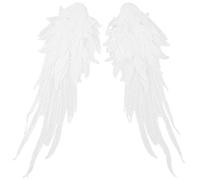Outanaya 1 Pair Angel Wing Embroidered Clothes Patches White Polyester Lace Applique for Decorating Clothes and Sewing, Elegant Festival DIY Clothing Sewing Appliques