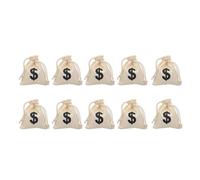 Outanaya 10Pcs Canvas Drawstring Bags with Letter Pattern Pouches for Party Wrapping Fasten and Open Design for Storage and Decoration at Family Gatherings and Banquets