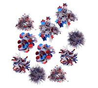 Outanaya 10pcs Patriotic Wristbands with Glitter Tinsel and Metallic Star, Comfortable All-day Wear, Effortless Identification for Birthday and Summer Carnival Celebrations