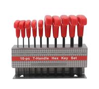Outanaya 10pcs T-Handle Allen Wrench Set Sizes 2mm-10mm with Flat Head Spanners and Bracket, Red T-Shape Handle Hex Keys for Home Repair and Cycling Maintenance