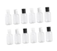 Outanaya 12pcs Plastic Lotion Bottles with Press Disc Caps Refillable Dispenser Containers for Travel Shampoo Skin Cleanser Cream Massage Oils Clear Plastic Wide Mouth for Easy Random Color