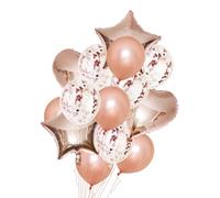 Outanaya 14pcs Rose Gold Foil Balloon Star Heart Pearlescent Sequin Balloons for Party Decorations