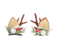 Outanaya 1pair Antlers Bobby Pin Cat Ears Hair Accessory Christmas Theme Brown Cloth Alloy Material Firm Hold Comfortable to Wear for Party