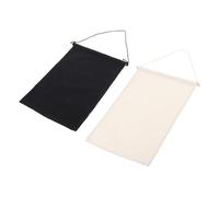 Outanaya 2 Pcs Cotton Canvas Badge Display Flags Pin Display Banners Wall Hanging Organizer for Brooch Storage, Black and Beige, Small Size, Jewelry Accessory Organizer for Home Use