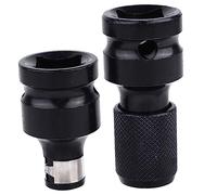 Outanaya 2 Pcs Electric Wrench Socket Adapter to Hexagon Impact Driver Chuck Conversion Heads with Telescopic Self Locking Spring Sleeve for Power Drill Tools