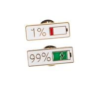 Outanaya 2pcs Battery Badge Pin Lapel Brooch Expression Pin Zinc Alloy Sturdy Japanese Style Cute Design Versatile Accessories for Bag Decorations
