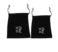 Outanaya 2pcs Black Drawstring Hair Dryer Storage Bags, Velour Flocking Travel Pouch with Dustproof Protection, Medium Size 300x260mm 260x230mm for Home and Travel