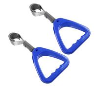 Outanaya 2pcs Blue Triangle Car Handle Rings for Bus Subway Train - Vehicle Assistance Standing Handles for Elderly and Disabled - Sturdy Automotive Handrail Straps