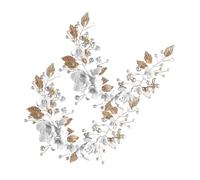 Outanaya 2pcs Bridal Hair Accessories Headpiece with Delicate Flower Vines and Versatile Use Golden Polymer Clay Metal Elegant Design for Brides at Wedding and Prom