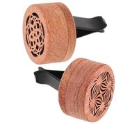 Outanaya 2pcs Car Air Vent Aromatherapy Diffuser Clips, Natural Wood Auto Freshener with Heart and Lucky Flower Scents, Car Vent Accessories for Vehicle Air Conditioner