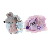 Outanaya 2pcs Cartoon Sponge Bath Loofah PE Mesh Body Scrubber Exfoliator for Adults Gentle Deep Cleansing Shower Accessory with Hanging Rope