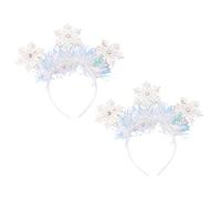 Outanaya 2Pcs Christmas Snowflake Headbands Lightweight Comfortable Hair Decor Winter Wonderland Party Accessories for Holiday Cosplay Festive Celebration