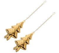 Outanaya 2pcs Christmas Tree Shaped Stainless Steel Tea Infuser with Fine Mesh and Chain Loose Leaf Tea Strainer for Office and Celebration Use