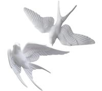 Outanaya 2pcs Flying Birds Wall Ornaments 3d Swallow Resin Wall Decor for Living Space, Modern Rustic Style, Easy to Clean and Hang White Bird Ornament for Home and Outdoor Decoration
