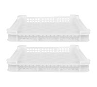 Outanaya 2pcs Food Freeze Drying Tray: Perforated Ventilated Drying Rack, White Plastic Mesh Basket for Seafood Processing Operations and Freezer Storage