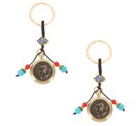 Outanaya 2pcs Hanging Tiger Keychain Zinc Alloy Portable Decorative Key Ring Delicate Design for Car and School Bag Business Employee Welfare