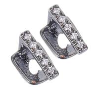 Outanaya 2pcs Hip Hop Teeth Decor Mouth Grills Black Metal with Sparkling Rhinestone Embellishment Easy Maintenance Rapper Jewelry for Concerts Parties Unique Bold Trendy Design