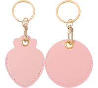 Outanaya 2pcs Induction Access Card Holder RFID Tag Cover Beautiful Pu Alloy Small Compact Keychain Structure Design Pendant for Bag Or Key Practical Protective Case