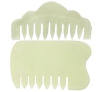 Outanaya 2pcs Jade Comb Head Acupoint Massage Comb Portable Green Jade Tool for Releasing Muscle Tension and Delaying Skin Aging Gift for Girlfriend and Female Relative