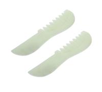 Outanaya 2pcs Jade Scalp Massage Comb Lightweight Guasha Hair Comb for Head and Face Multipurpose Jade Stone Tool for Relaxing Scalp Massage Tension Relief and Skincare Absorption
