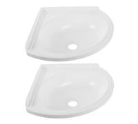 Outanaya 2pcs Lightweight Plastic Bathroom Sinks, Triangle Shaped Corner Hand Basins with Smooth Surface, Self-Adhesive No-Drill Installation for Dorm Bathroom Sinks and Outdoor Camping